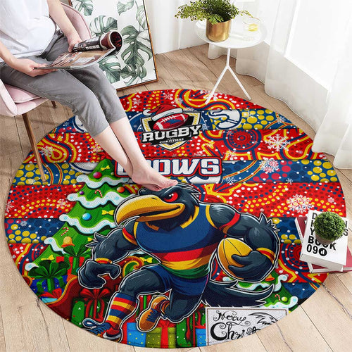Crows Football Merry Christmas Round Carpet Indigenous Australian Art
