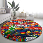 Crows Football Merry Christmas Round Carpet Indigenous Australian Art