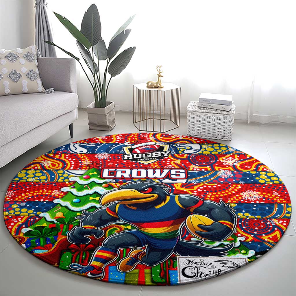 Crows Football Merry Christmas Round Carpet Indigenous Australian Art