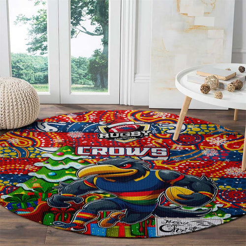 Crows Football Merry Christmas Round Carpet Indigenous Australian Art