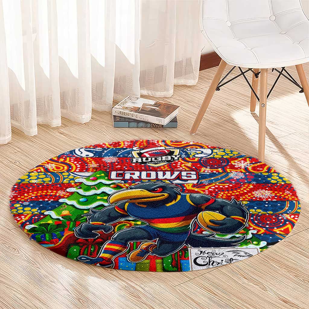 Crows Football Merry Christmas Round Carpet Indigenous Australian Art