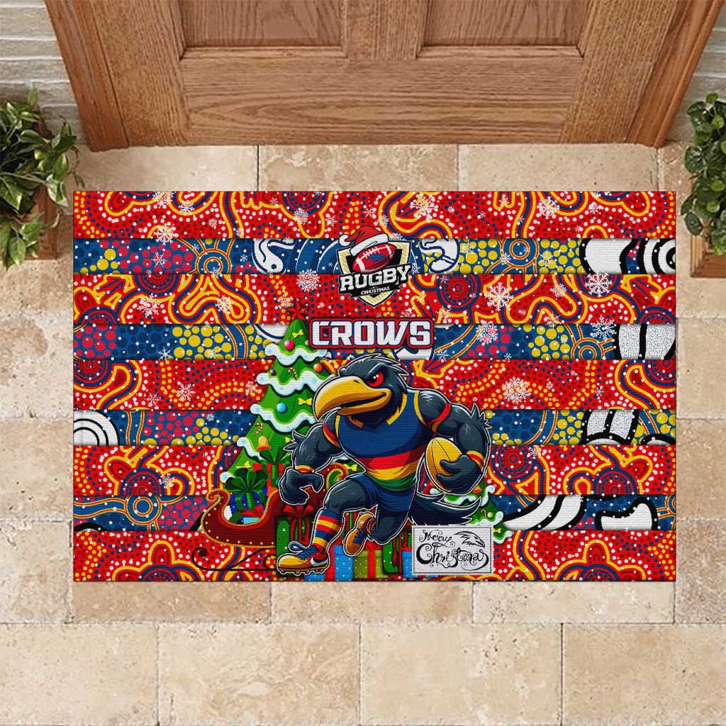 Crows Football Merry Christmas Rubber Doormat Indigenous Australian Art