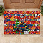 Crows Football Merry Christmas Rubber Doormat Indigenous Australian Art