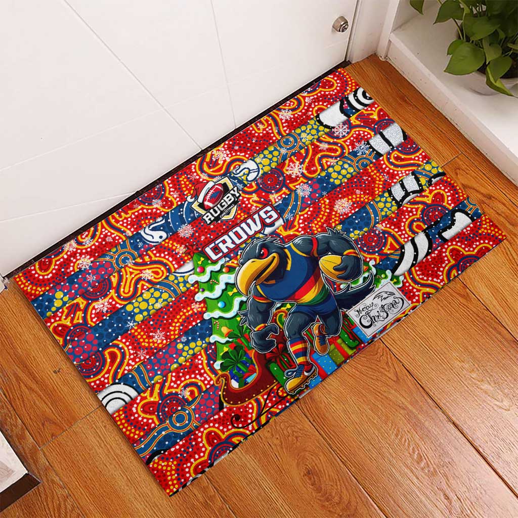 Crows Football Merry Christmas Rubber Doormat Indigenous Australian Art