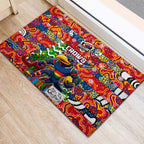 Crows Football Merry Christmas Rubber Doormat Indigenous Australian Art