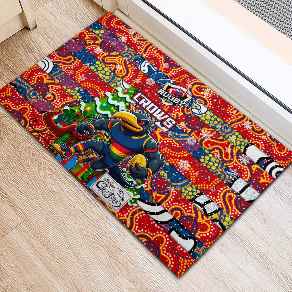Crows Football Merry Christmas Rubber Doormat Indigenous Australian Art