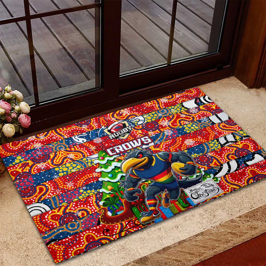 Crows Football Merry Christmas Rubber Doormat Indigenous Australian Art