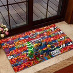 Crows Football Merry Christmas Rubber Doormat Indigenous Australian Art