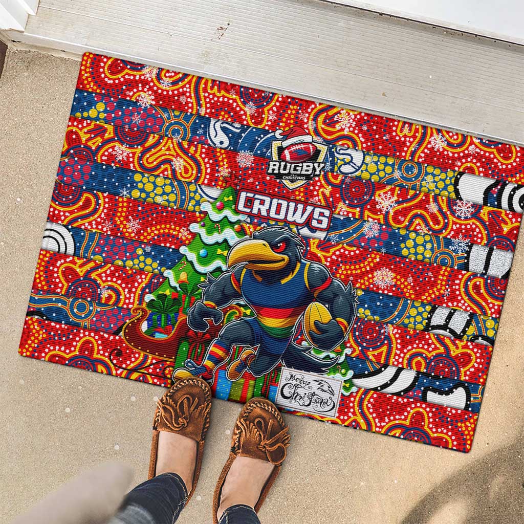 Crows Football Merry Christmas Rubber Doormat Indigenous Australian Art