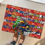 Crows Football Merry Christmas Rubber Doormat Indigenous Australian Art
