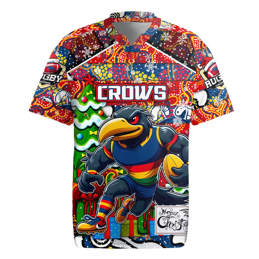Custom Crows Rugby Merry Christmas Rugby Jersey Indigenous Australian Art