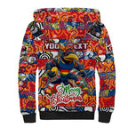 Custom Crows Rugby Merry Christmas Sherpa Hoodie Indigenous Australian Art