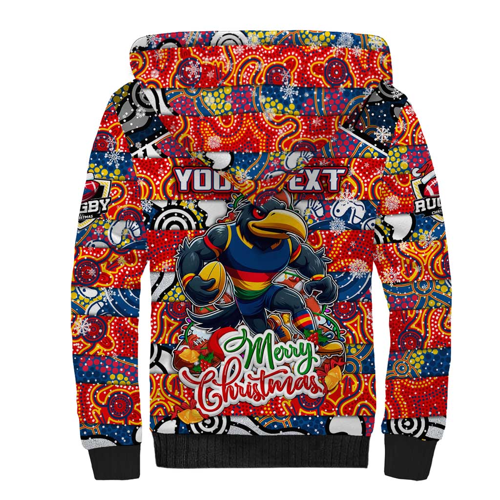 Custom Crows Rugby Merry Christmas Sherpa Hoodie Indigenous Australian Art