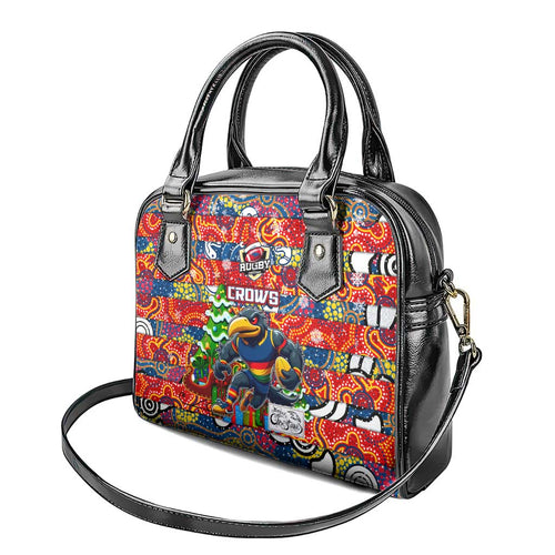 Crows Football Merry Christmas Shoulder Handbag Indigenous Australian Art