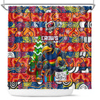 Crows Football Merry Christmas Shower Curtain Indigenous Australian Art