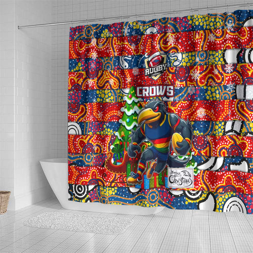 Crows Football Merry Christmas Shower Curtain Indigenous Australian Art