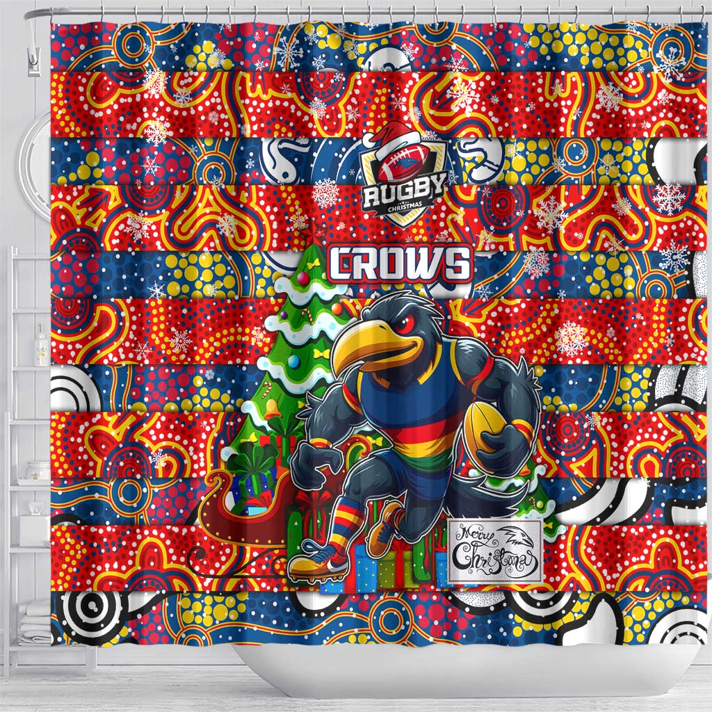 Crows Football Merry Christmas Shower Curtain Indigenous Australian Art
