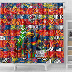 Crows Football Merry Christmas Shower Curtain Indigenous Australian Art