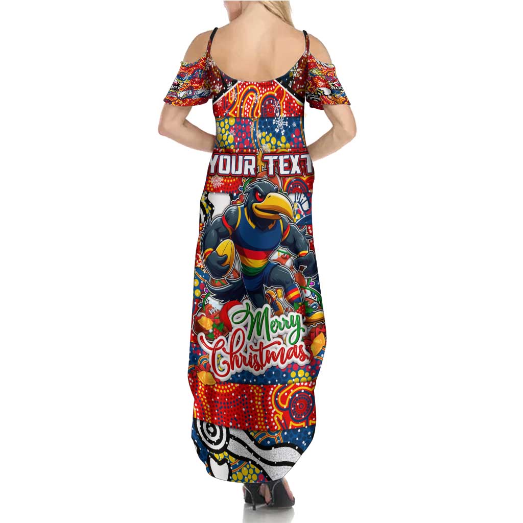Custom Crows Rugby Merry Christmas Summer Maxi Dress Indigenous Australian Art