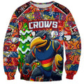Custom Crows Rugby Merry Christmas Sweatshirt Indigenous Australian Art