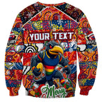 Custom Crows Rugby Merry Christmas Sweatshirt Indigenous Australian Art