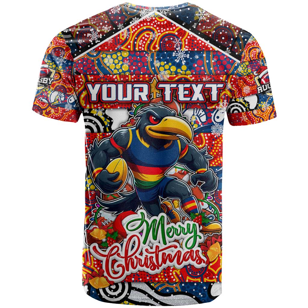 Custom Crows Rugby Merry Christmas T Shirt Indigenous Australian Art