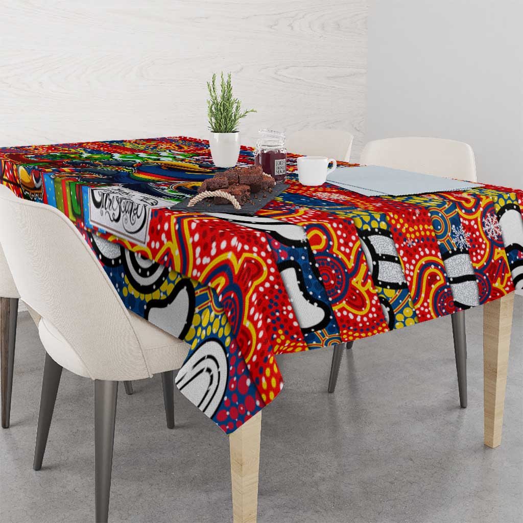 Crows Football Merry Christmas Tablecloth Indigenous Australian Art