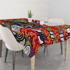 Crows Football Merry Christmas Tablecloth Indigenous Australian Art
