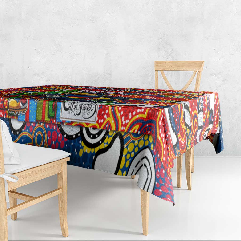 Crows Football Merry Christmas Tablecloth Indigenous Australian Art