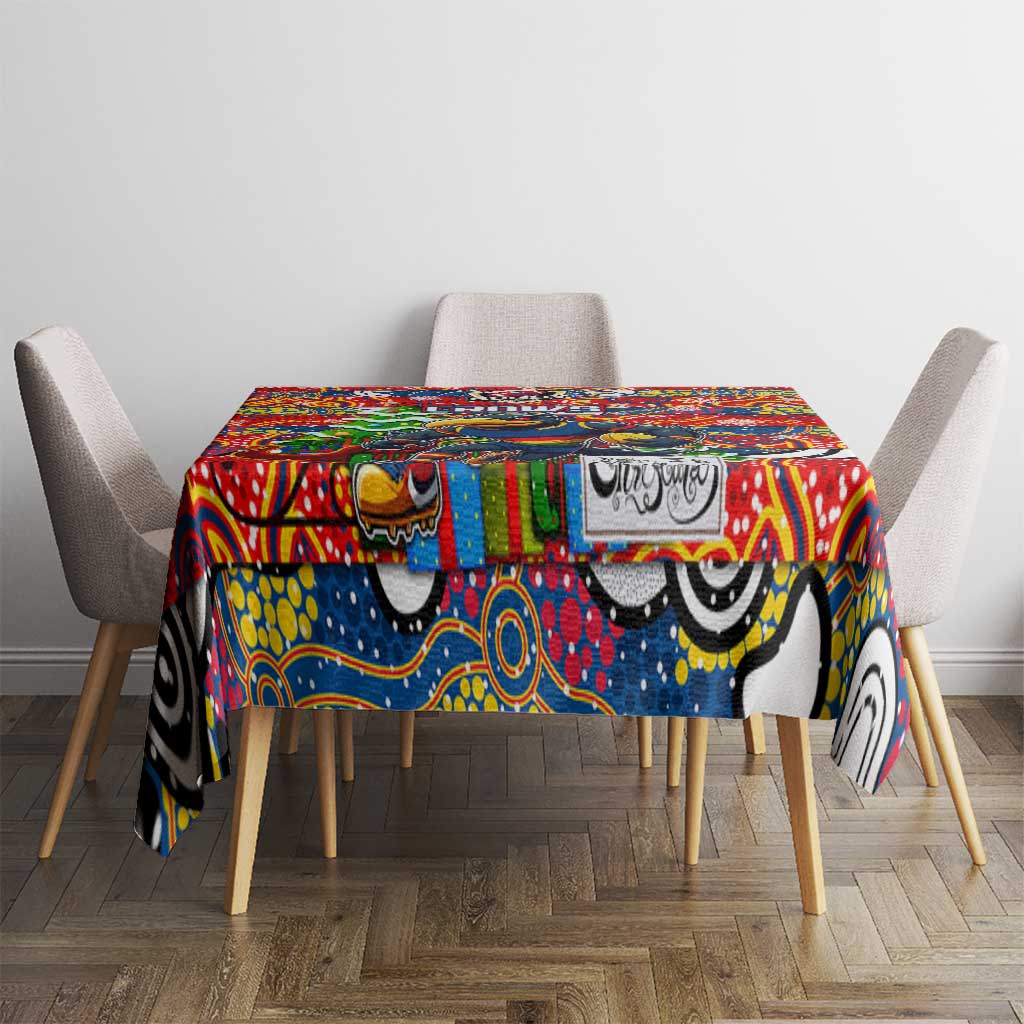 Crows Football Merry Christmas Tablecloth Indigenous Australian Art