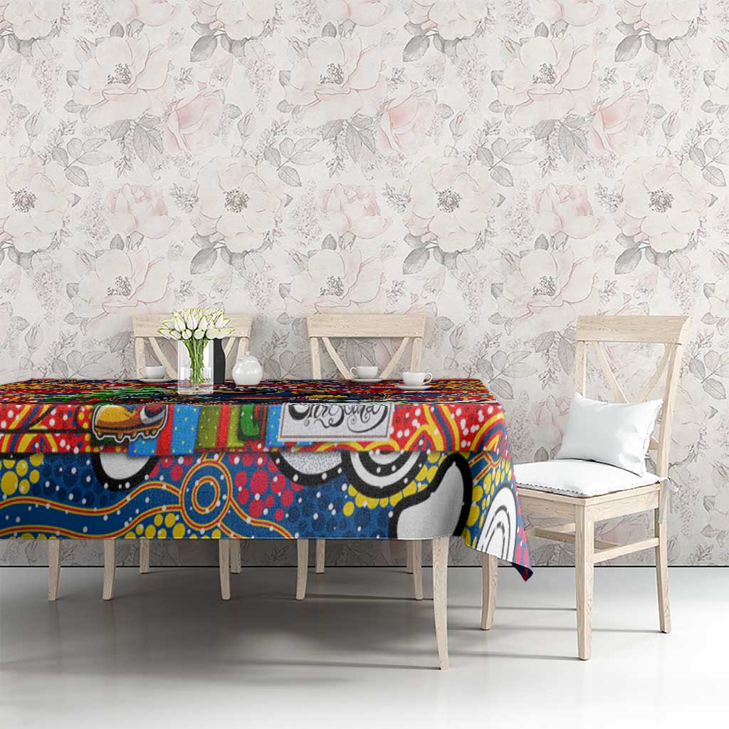 Crows Football Merry Christmas Tablecloth Indigenous Australian Art