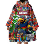 Custom Crows Rugby Merry Christmas Wearable Blanket Hoodie Indigenous Australian Art
