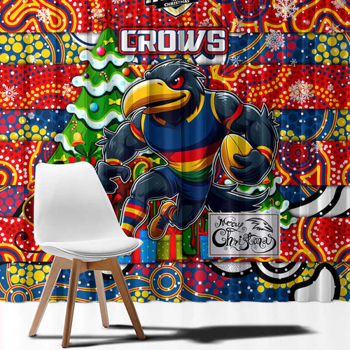 Crows Football Merry Christmas Window Curtain Indigenous Australian Art