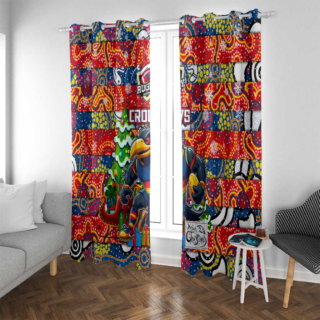 Crows Football Merry Christmas Window Curtain Indigenous Australian Art