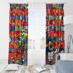 Crows Football Merry Christmas Window Curtain Indigenous Australian Art
