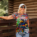 Custom Crows Rugby Merry Christmas Women Polo Shirt Indigenous Australian Art