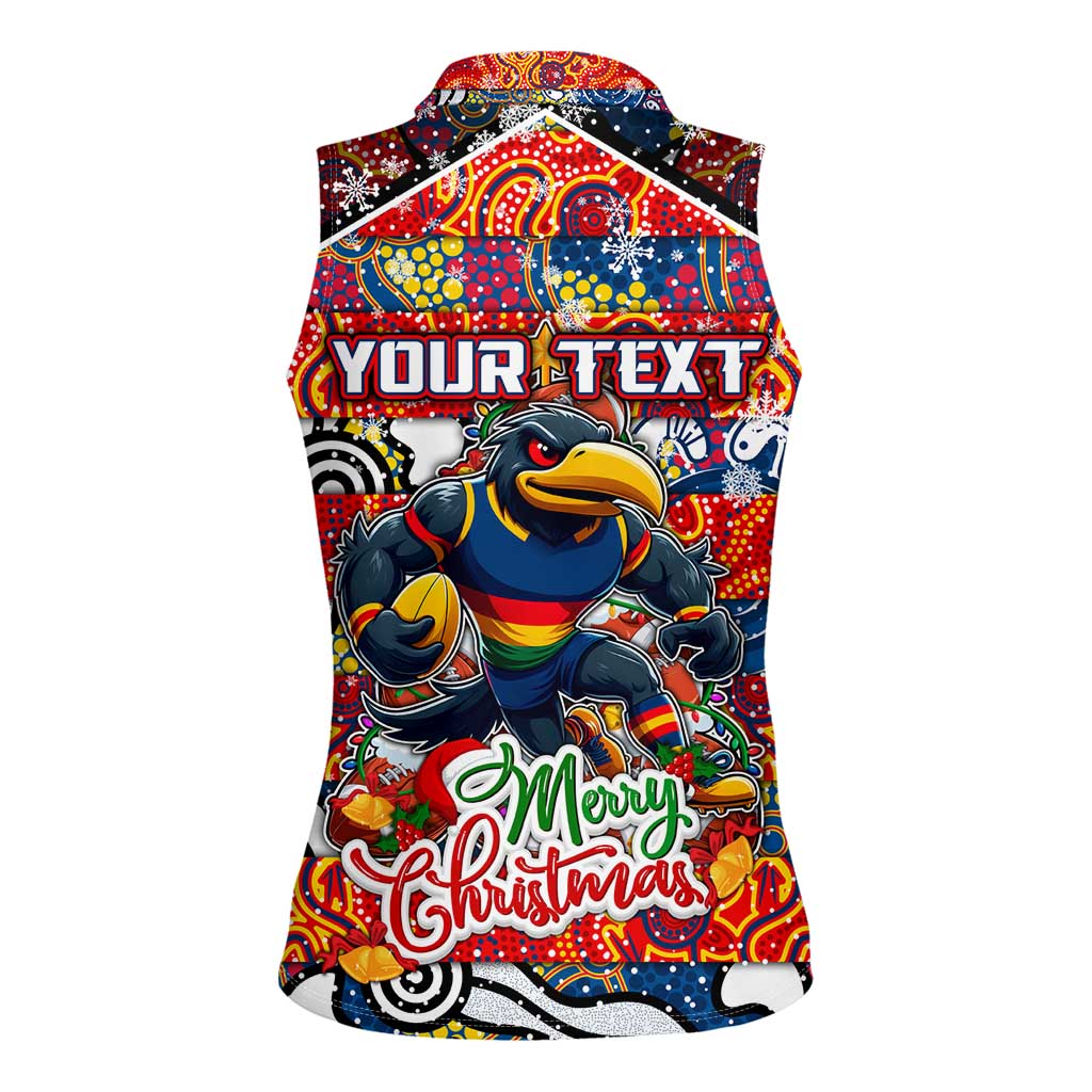 Custom Crows Rugby Merry Christmas Women Sleeveless Polo Shirt Indigenous Australian Art
