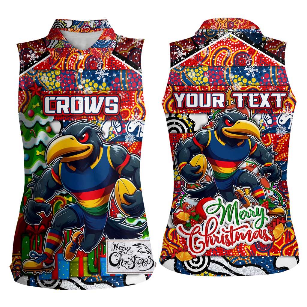 Custom Crows Rugby Merry Christmas Women Sleeveless Polo Shirt Indigenous Australian Art