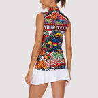 Custom Crows Rugby Merry Christmas Women Sleeveless Polo Shirt Indigenous Australian Art