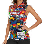 Custom Crows Rugby Merry Christmas Women Sleeveless Polo Shirt Indigenous Australian Art