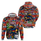 Custom Crows Rugby Merry Christmas Zip Hoodie Indigenous Australian Art