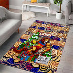 Lions Football Merry Christmas Area Rug Indigenous Australian Art