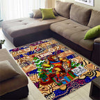 Lions Football Merry Christmas Area Rug Indigenous Australian Art