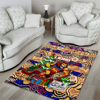 Lions Football Merry Christmas Area Rug Indigenous Australian Art