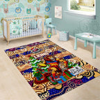Lions Football Merry Christmas Area Rug Indigenous Australian Art