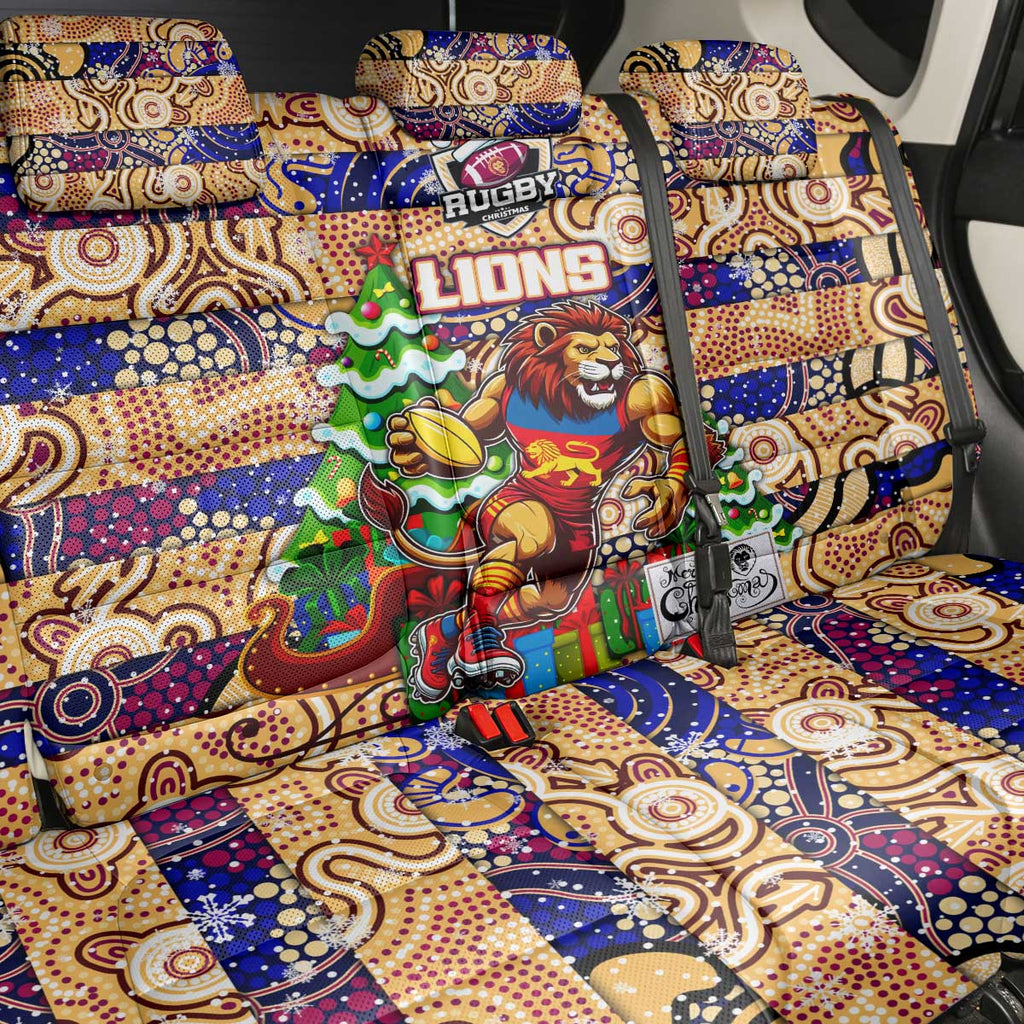 Lions Football Merry Christmas Back Car Seat Cover Indigenous Australian Art