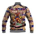 Custom Lions Rugby Merry Christmas Baseball Jacket Indigenous Australian Art