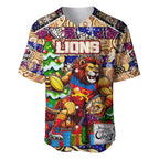 Custom Lions Rugby Merry Christmas Baseball Jersey Indigenous Australian Art