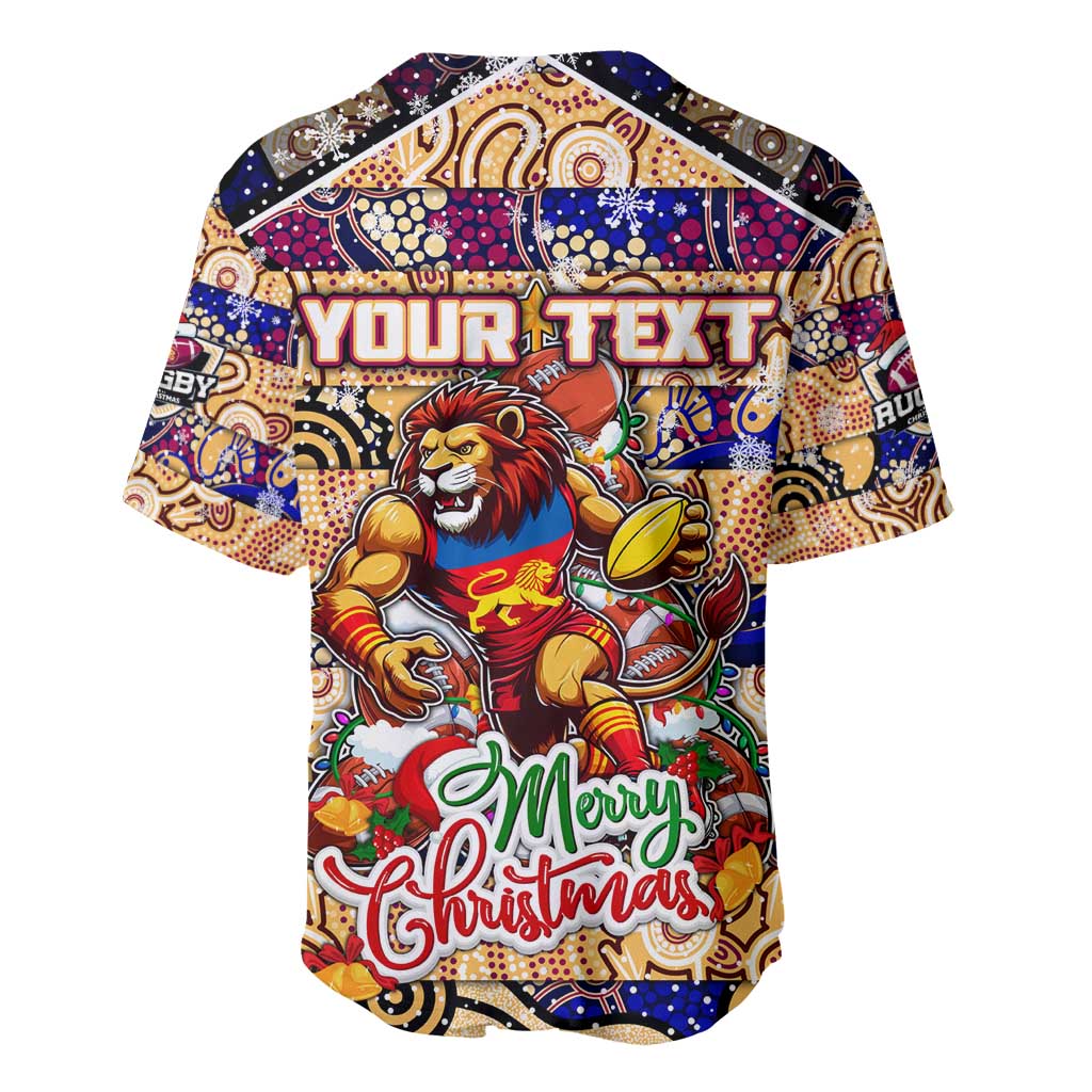 Custom Lions Rugby Merry Christmas Baseball Jersey Indigenous Australian Art