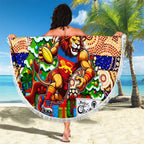 Lions Football Merry Christmas Beach Blanket Indigenous Australian Art